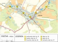 Mlýny v Osečné - mapa